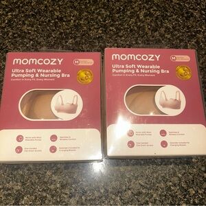 2 X MOMCOZY ULTRA SOFT WEARABLE PUMPING NURSING BRA SIZE M-32 C-DD/34A NUDE NEW